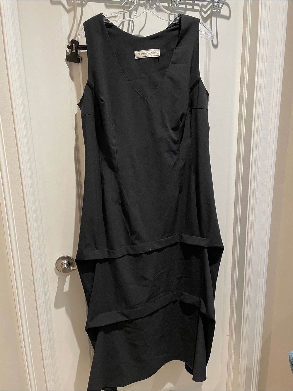 Asymmetrical Black V-Neck Layered Dress by